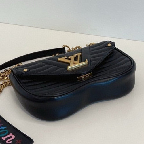 Louis Vuitton New Wave PM Chain Shoulder Bag Crossbody Black Gold Women Classic