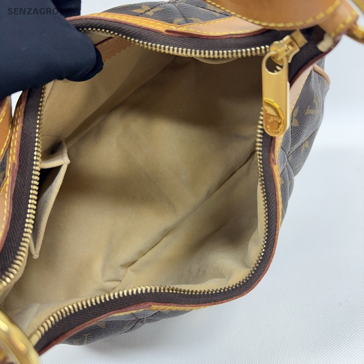 Louis Vuitton Monogram Hobo Shoulder Bag Brown Gold Women Classic