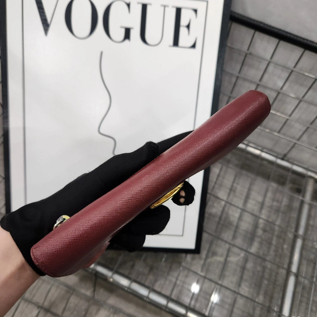 PRADA Women Red Long Wallet Clutch