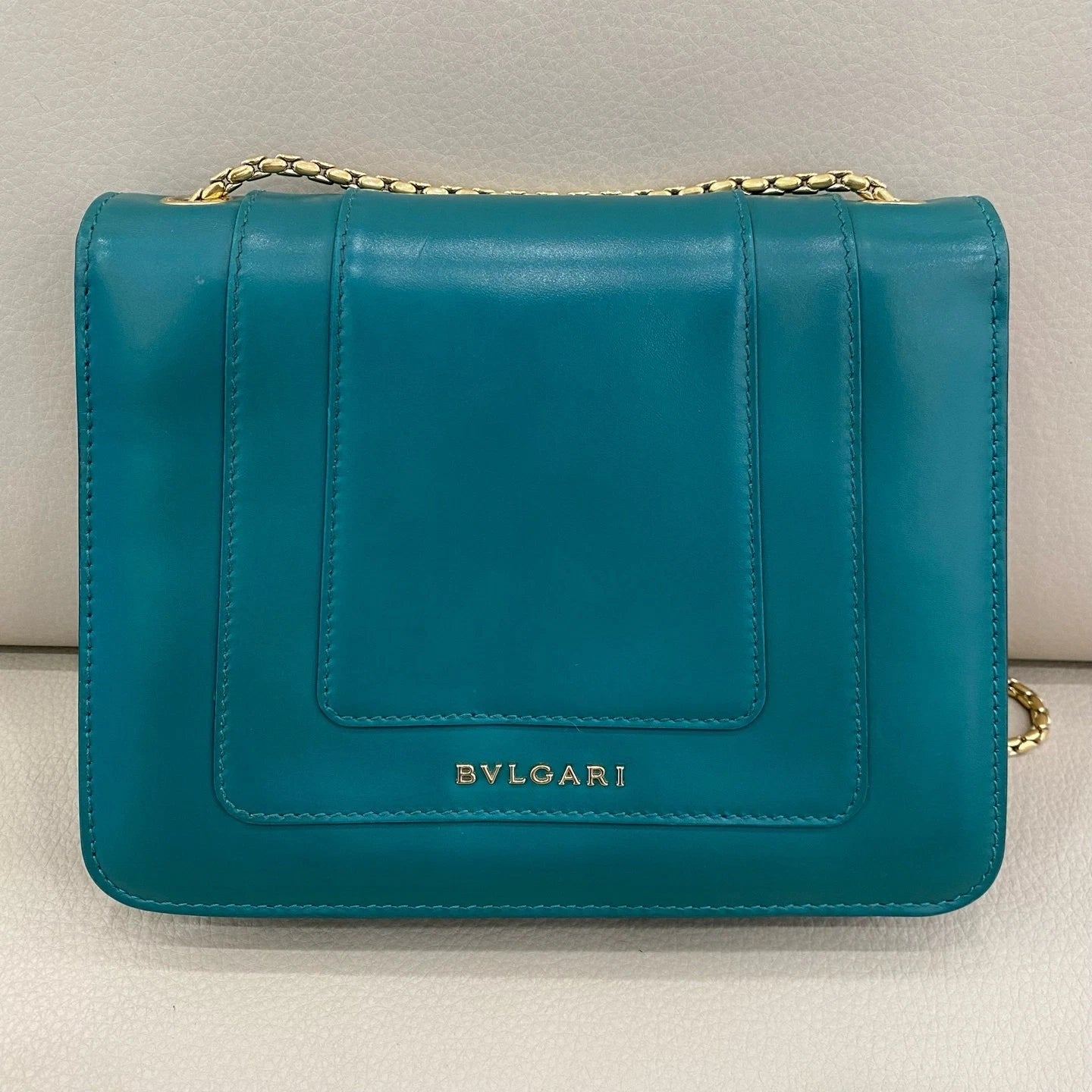 Bvlgari Small Green Serpenti Chain Shoulder Bag For Women