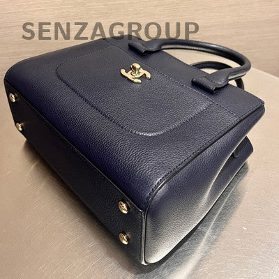 Chanel Blue Gold Hardware Leather Shoulder Bag Classic Women's Fashion