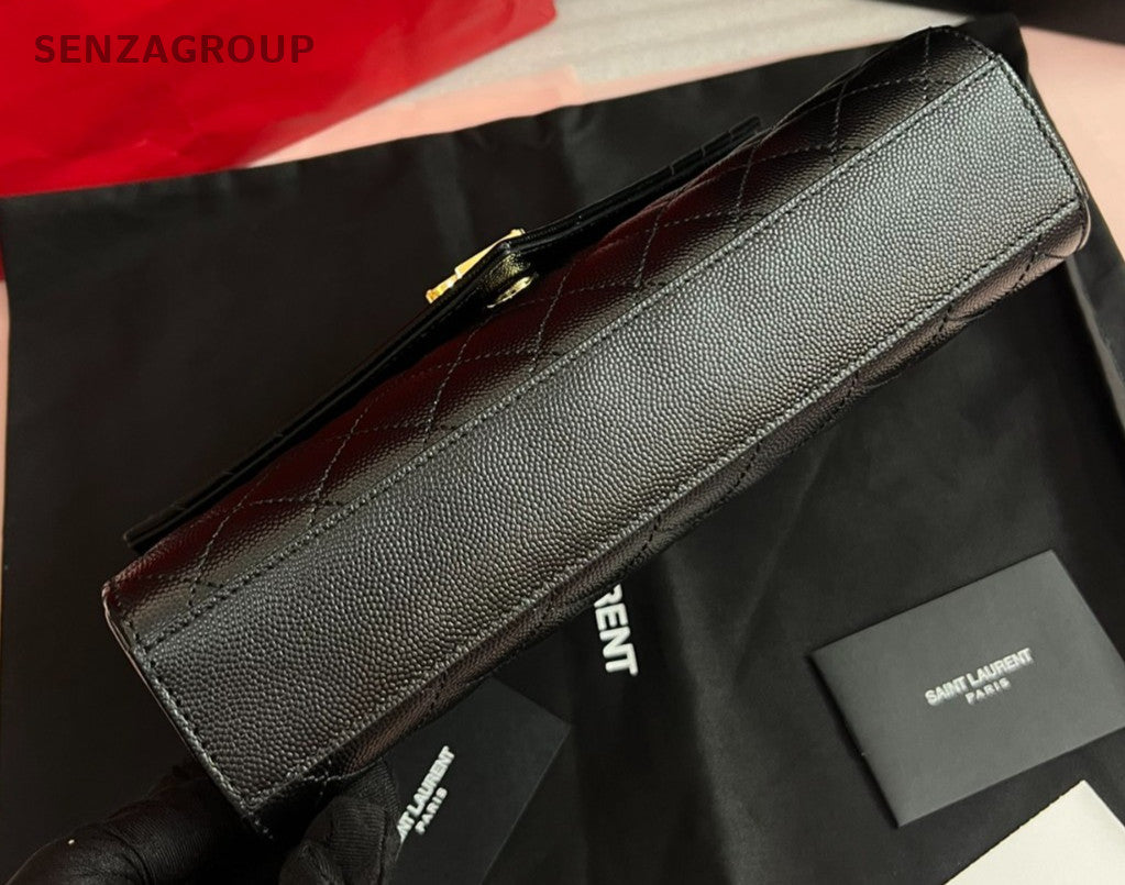 YSL Saint Laurent Envelope MM Chain Shoulder bag Black Gold Women Brand NEW