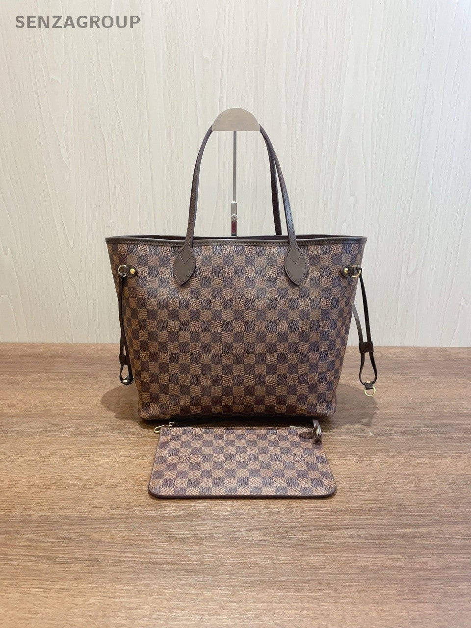 SJ0001 Neverfull MM damier ebene with pouch