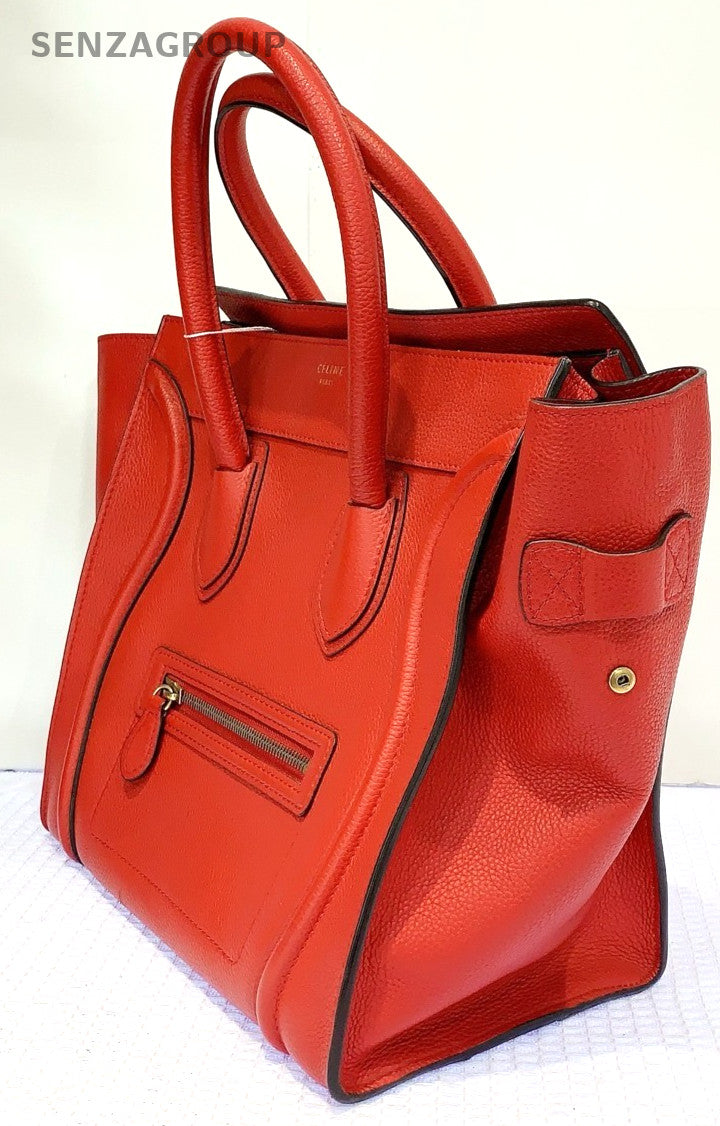 CELINE Micro Luggage tote Top Handle Handbag Women Red