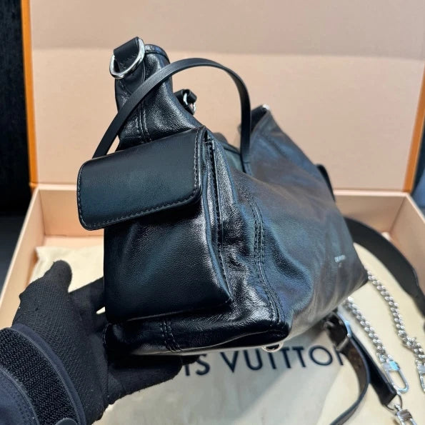 Louis Vuitton Carryall Cargo PM Lambskin Shoulder Bag Black Women D