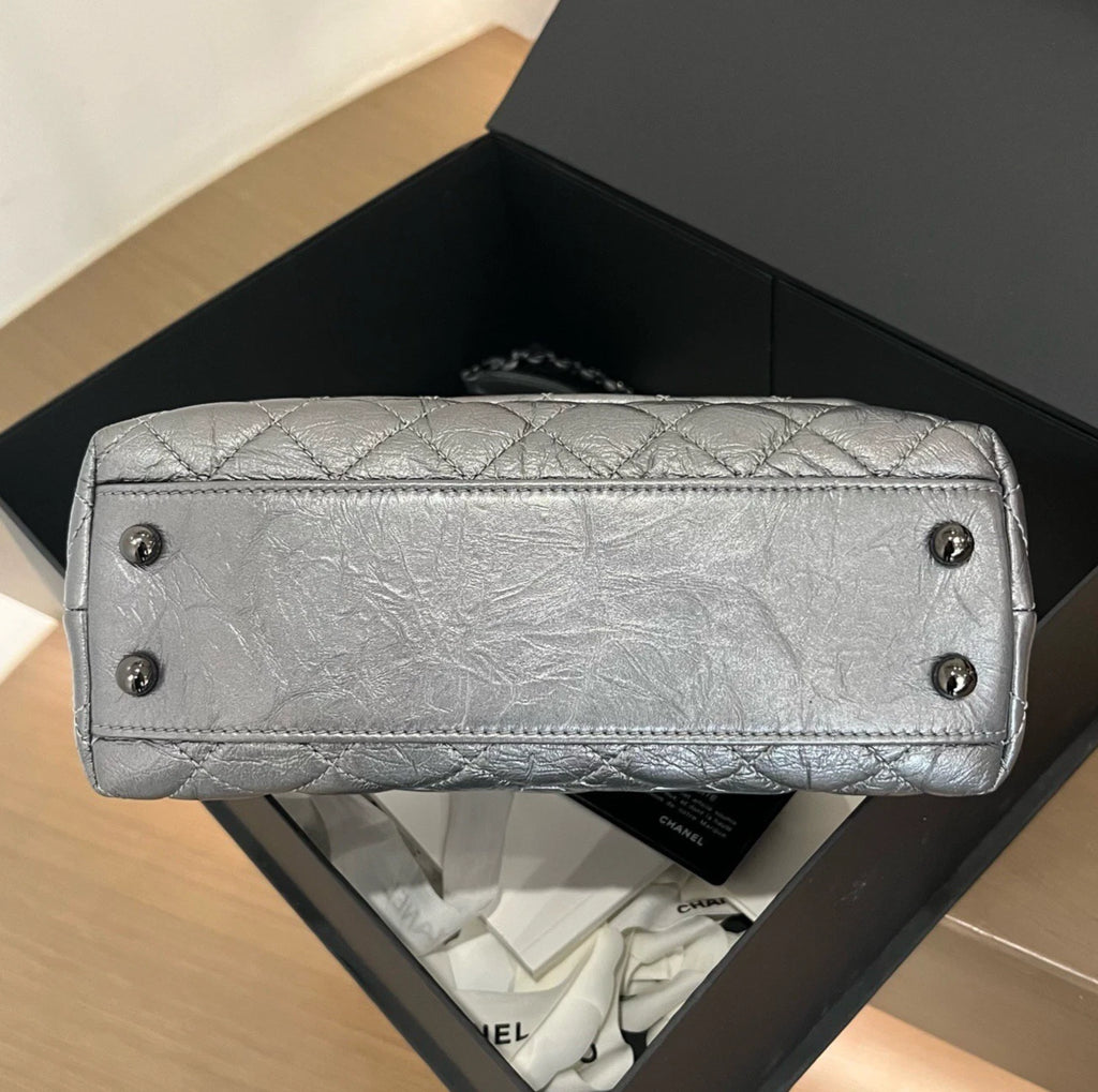 Chanel Coco Handle PM Top Handle Bag Shoulder Bag Crossbody Silver Excellent