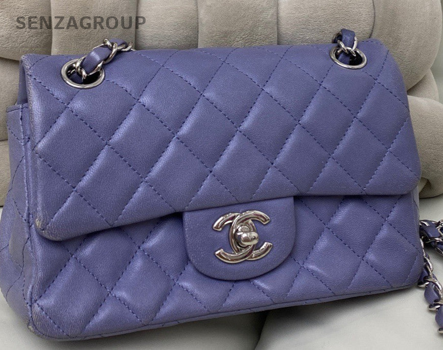 Chanel Classic Flap Big mini Chain Shoulder Bag Purple Women Designer Diamond