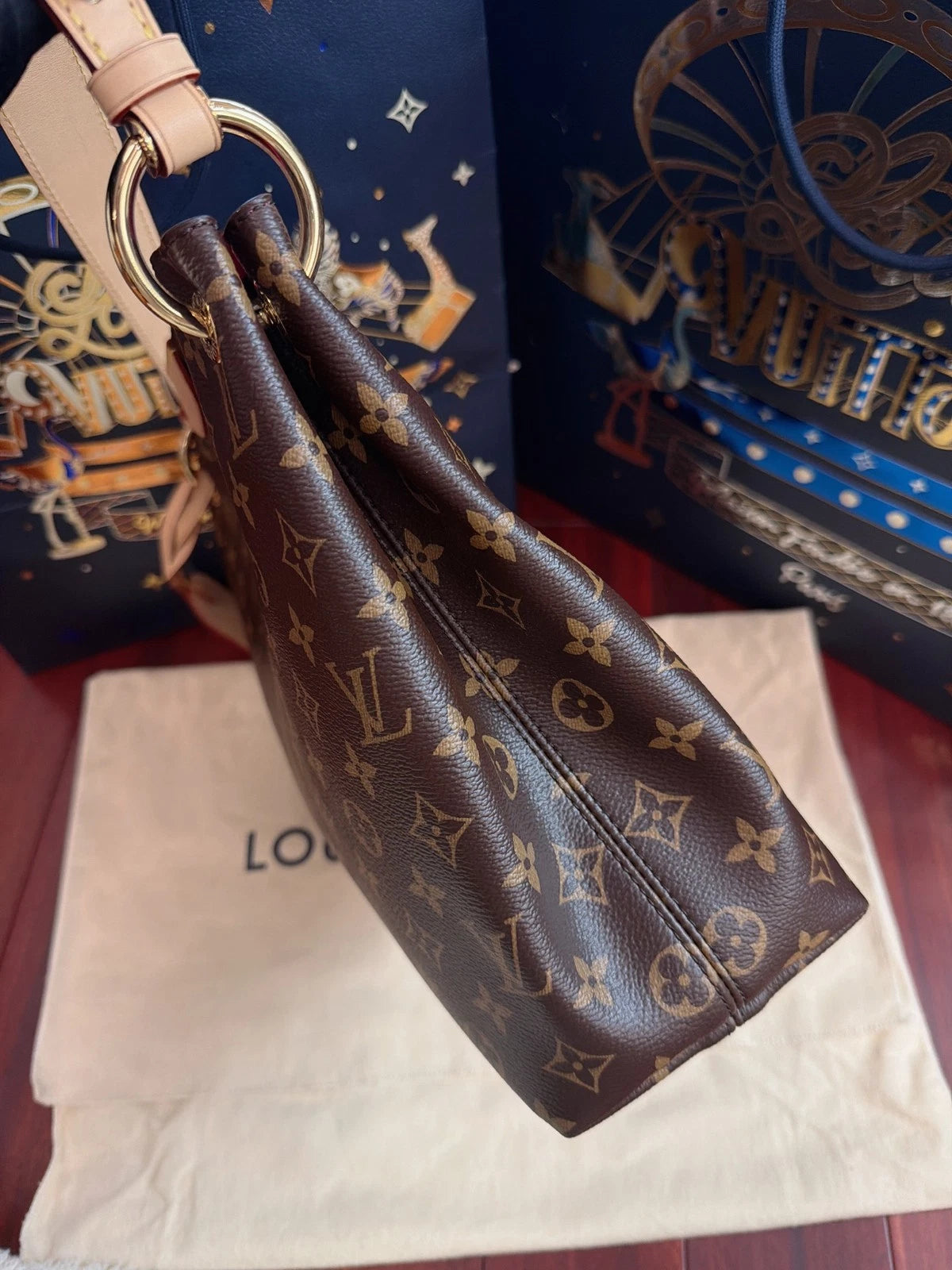 Louis Vuitton Graceful Monogram Brown Gold Shoulder Bag Excellent