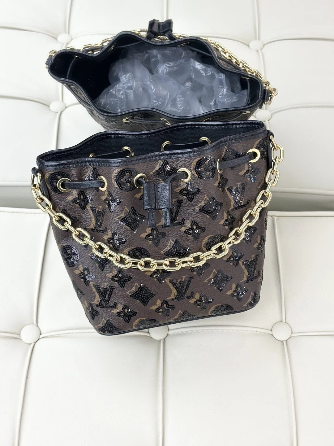Louis Vuitton Ski Noe BB Bucket Monogram Calfskin Crossbody Bag Women S
