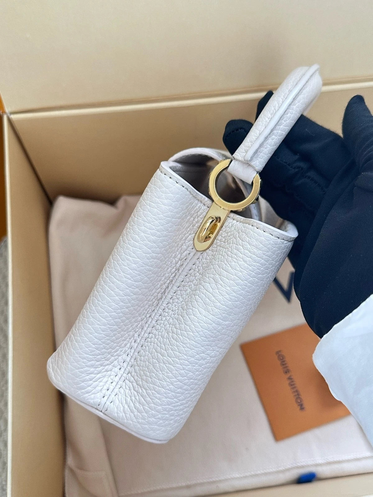 Louis Vuitton White Capucines Mini Crossbody Bag For Women