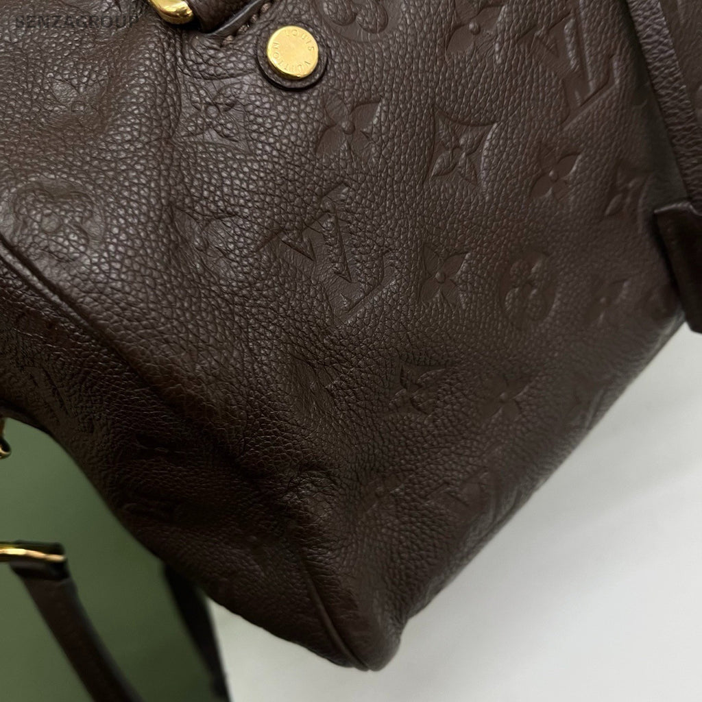 Louis Vuitton Speedy25 Monogram Top Handle Bag Crossbody Brown Gold Women