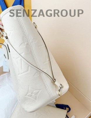 Louis Vuitton Neverfull PM Monogram Empreinte Leather Shoulder Bag - White Gold