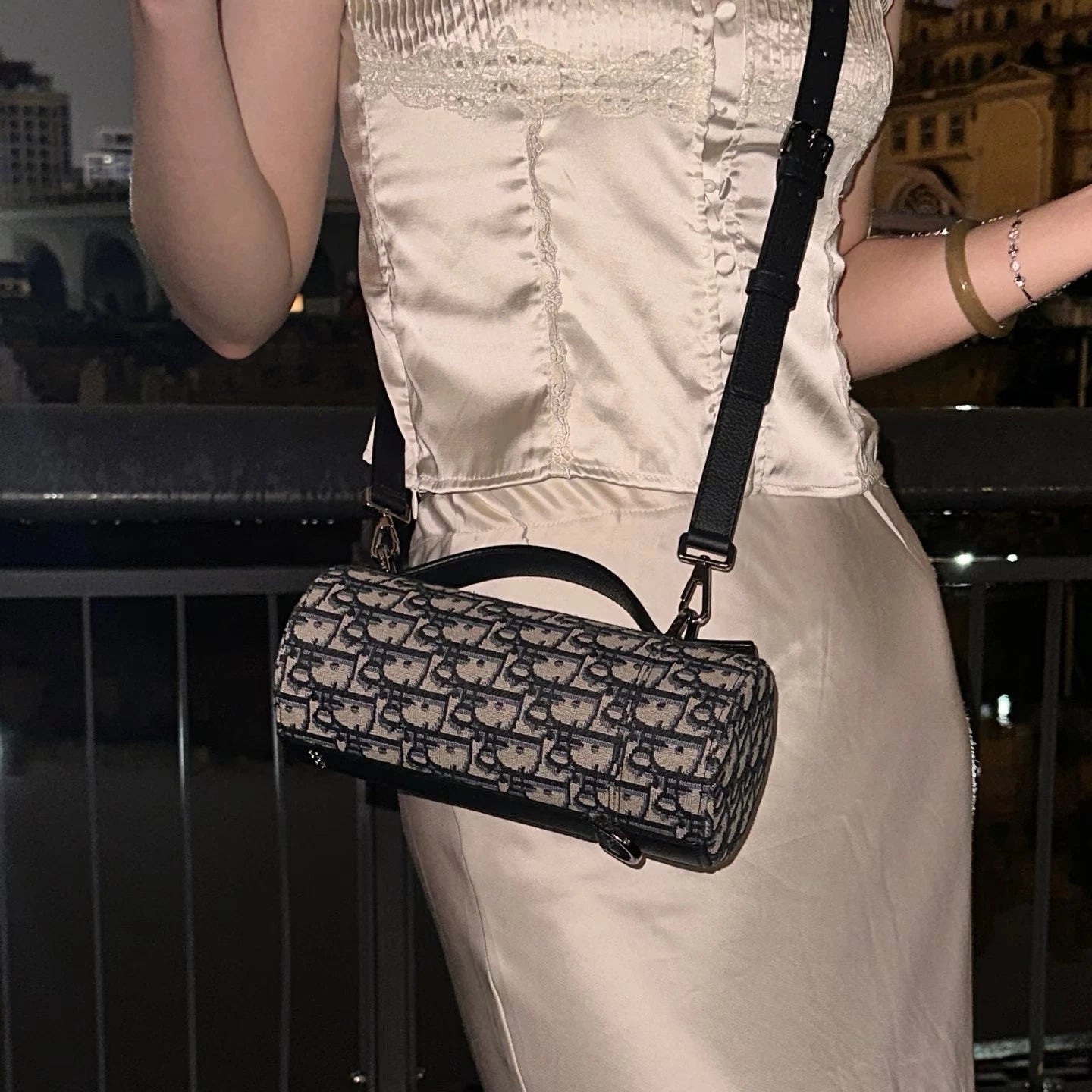 Dior Monogram Canvas Vertical Bucket Bag Handbag Crossbody For Unisex