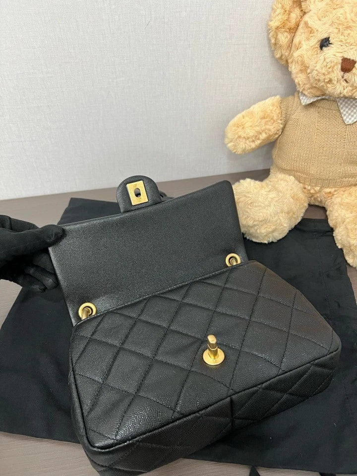 CHANEL 24P Black Mini Square Crossbody Bag For Women