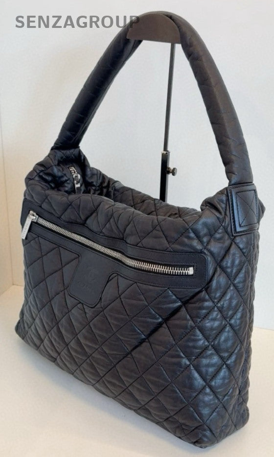 CHANEL SportLine Hobo Diamond pattern Shoulder bag Black