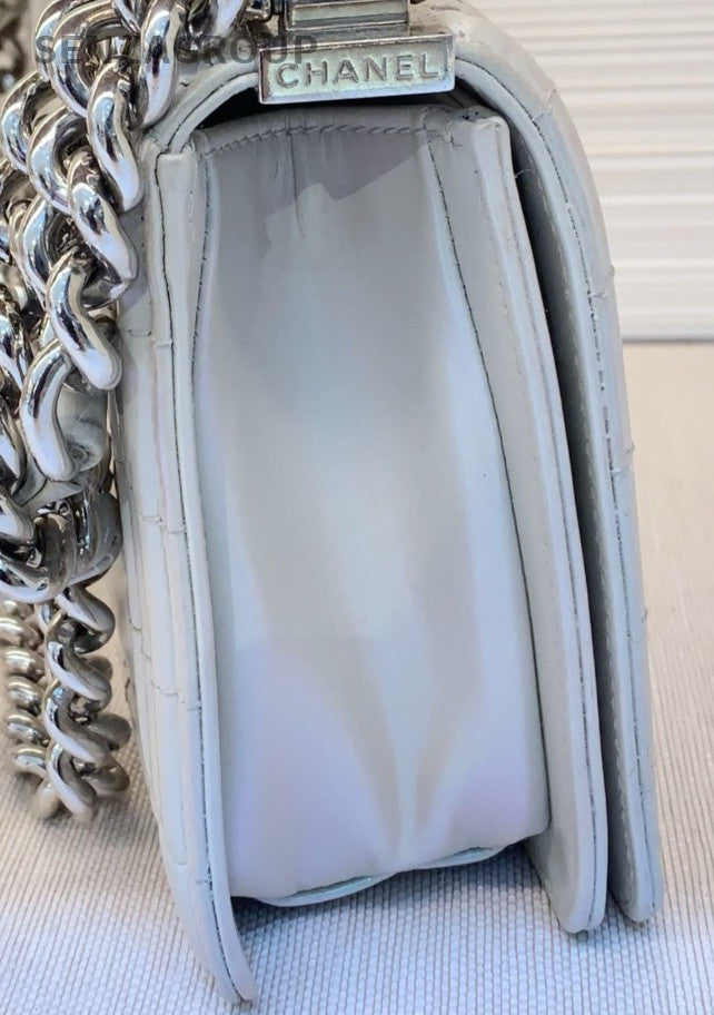 Chanel 16 Leboy Vintage Chain Shoulder Bag White Silver Women Classic