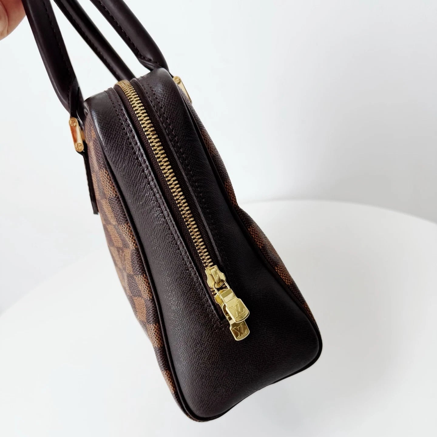 Louis Vuitton Triana Damier Ebene Canvas Handbag Gold Hardware