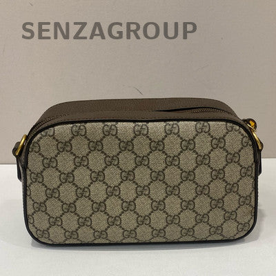 Gucci Tiger Head Camera Bag GG Monogram Brown Gold Buckle Classic Women