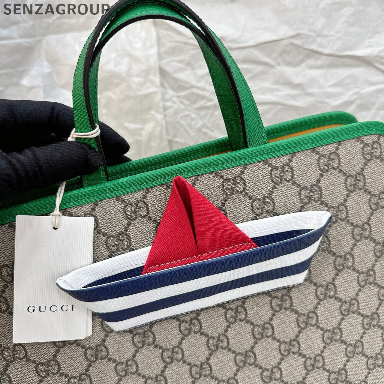 Vintage Gucci Brown & Green GG Monogram Handbag for Women