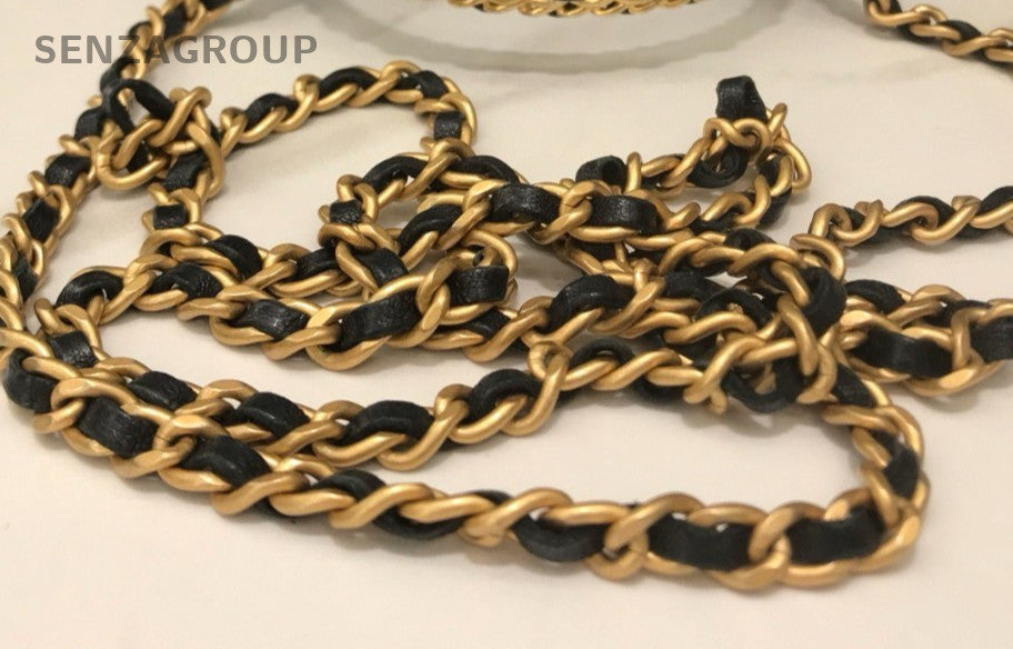 Chanel Lambskin Diamond Pattern Chain Shoulder Bag Crossbody Black Gold Women