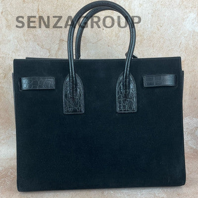 YSL Saint Laurent Sac de Jour Black Suede Handbag Shoulder Bag Women Classic