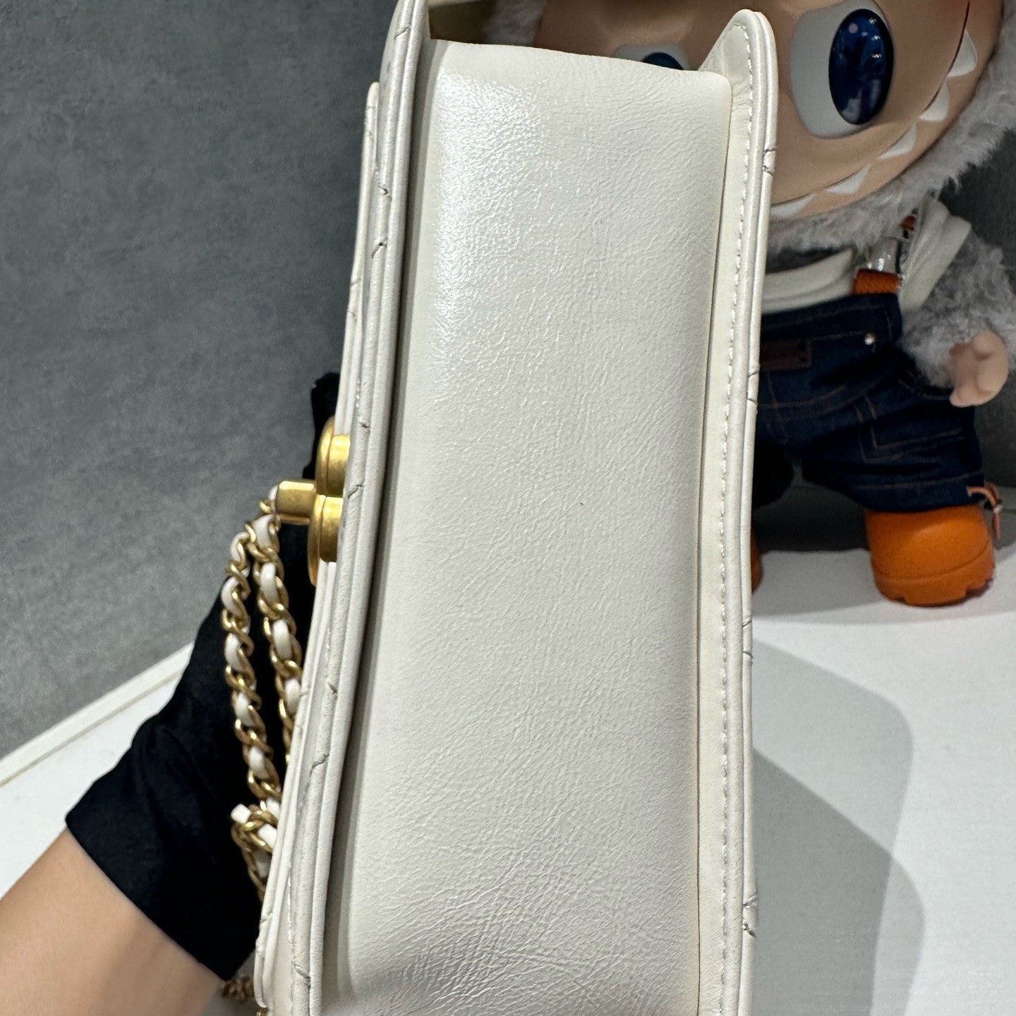 Chanel 24C Black Gold Chain Shoulder Crossbody Bag Quilted Classic