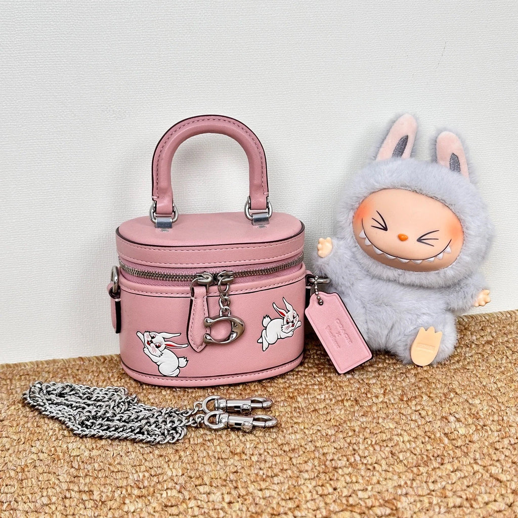 Coach Pink White Rabbit Swinger Mini Box Bag For Women