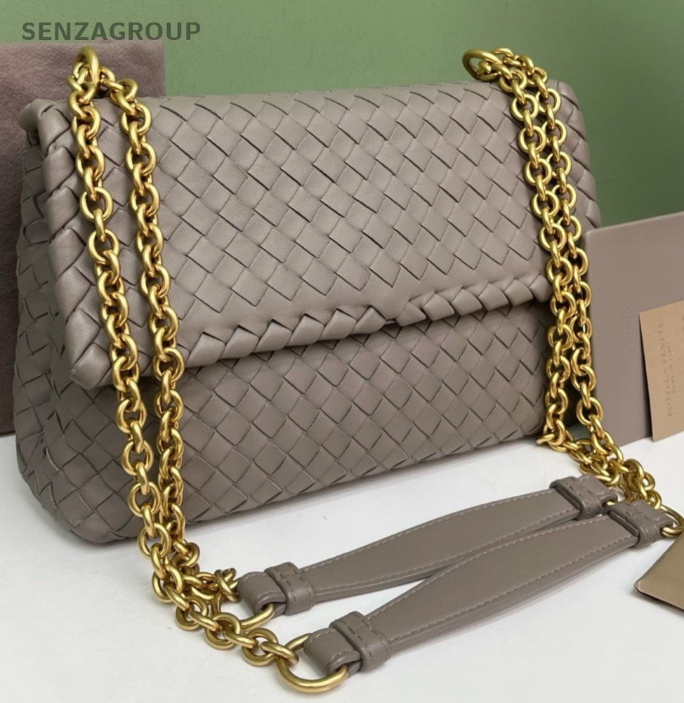 Bottega Veneta Olimpia Piccola Chain Shoulder Bag Gray Gold Women Classic