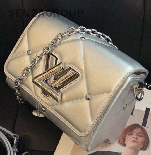 Louis Vuitton Twist Chain Shoulder Bag Crossbody Silver Women Classic