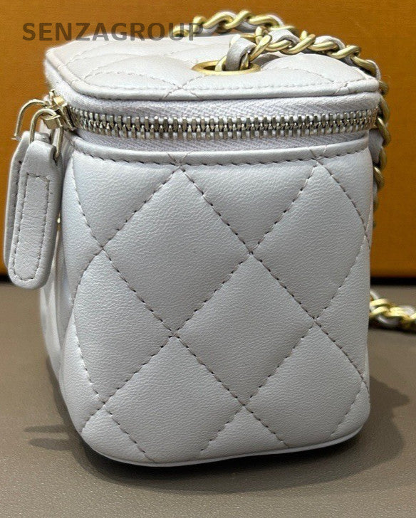 Chanel Diamond Pattern Chain Shoulder Bag Crossbody Purple Gold Women Classic
