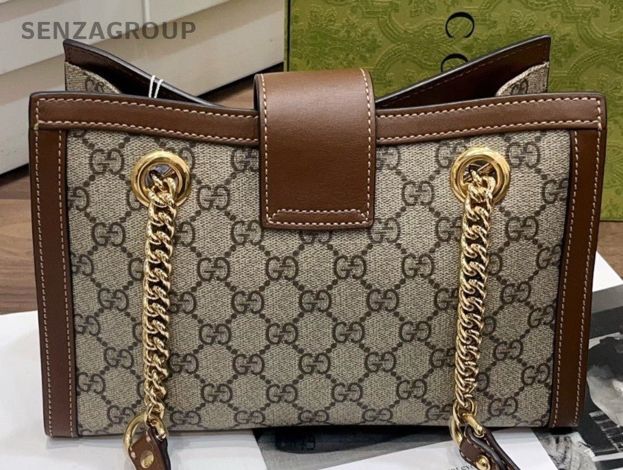 Gucci Padlock PM Chain Shoulder Bag Brown Gold Women Classic Designer