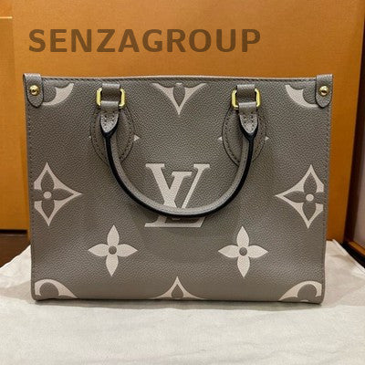 Louis Vuitton Onthego GM Monogram Tote Bag Small Grey Gold Women's Fashion