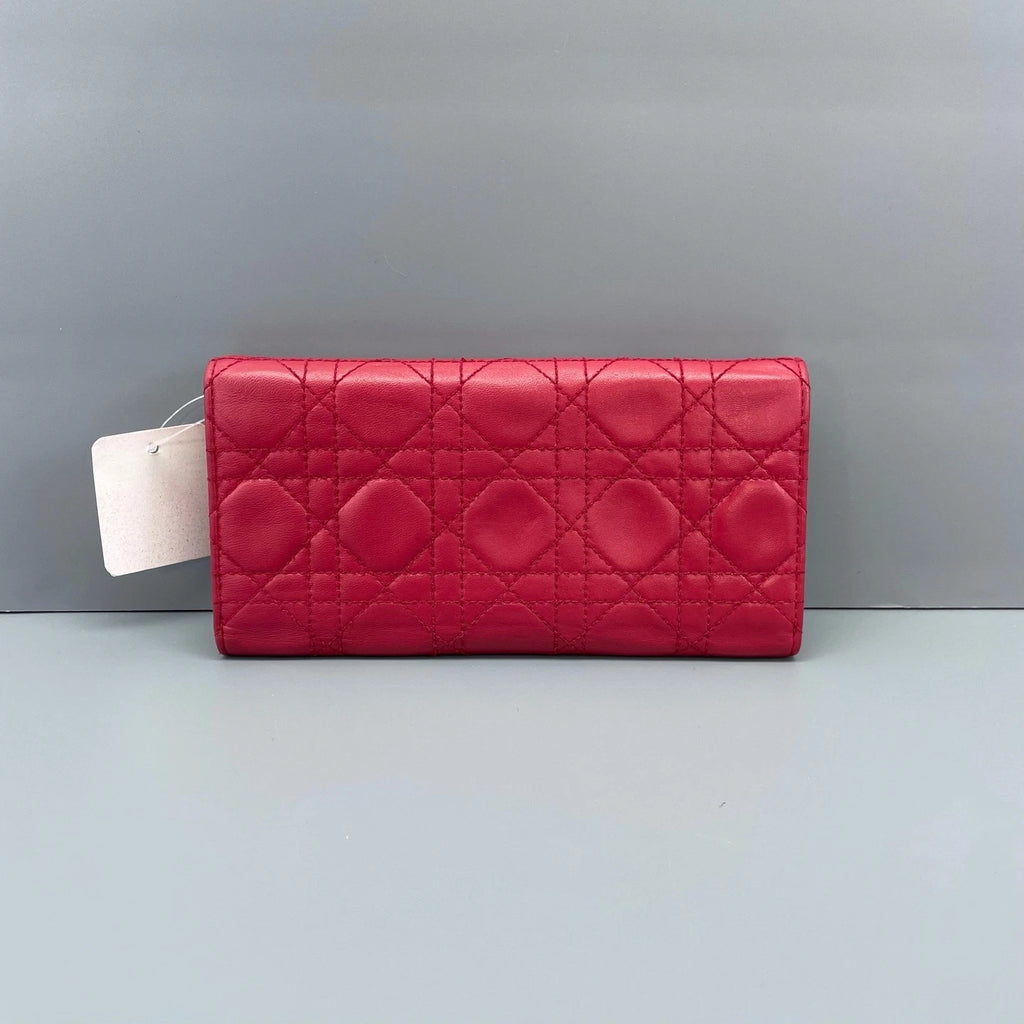 Dior Red Quilted Leather Clutch Wallet For Women