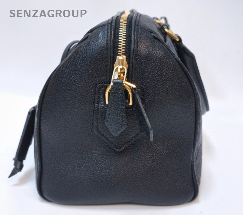 Louis Vuitton Speedy Monogram Top Handle Bag Crossbody Black Gold Women Classic