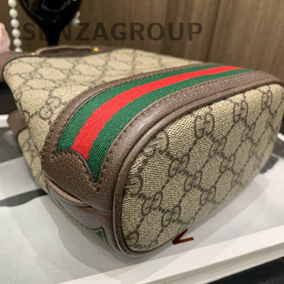 Gucci GG Marmont Leather Shoulder Bag Brown Gold Bucket Classic Women