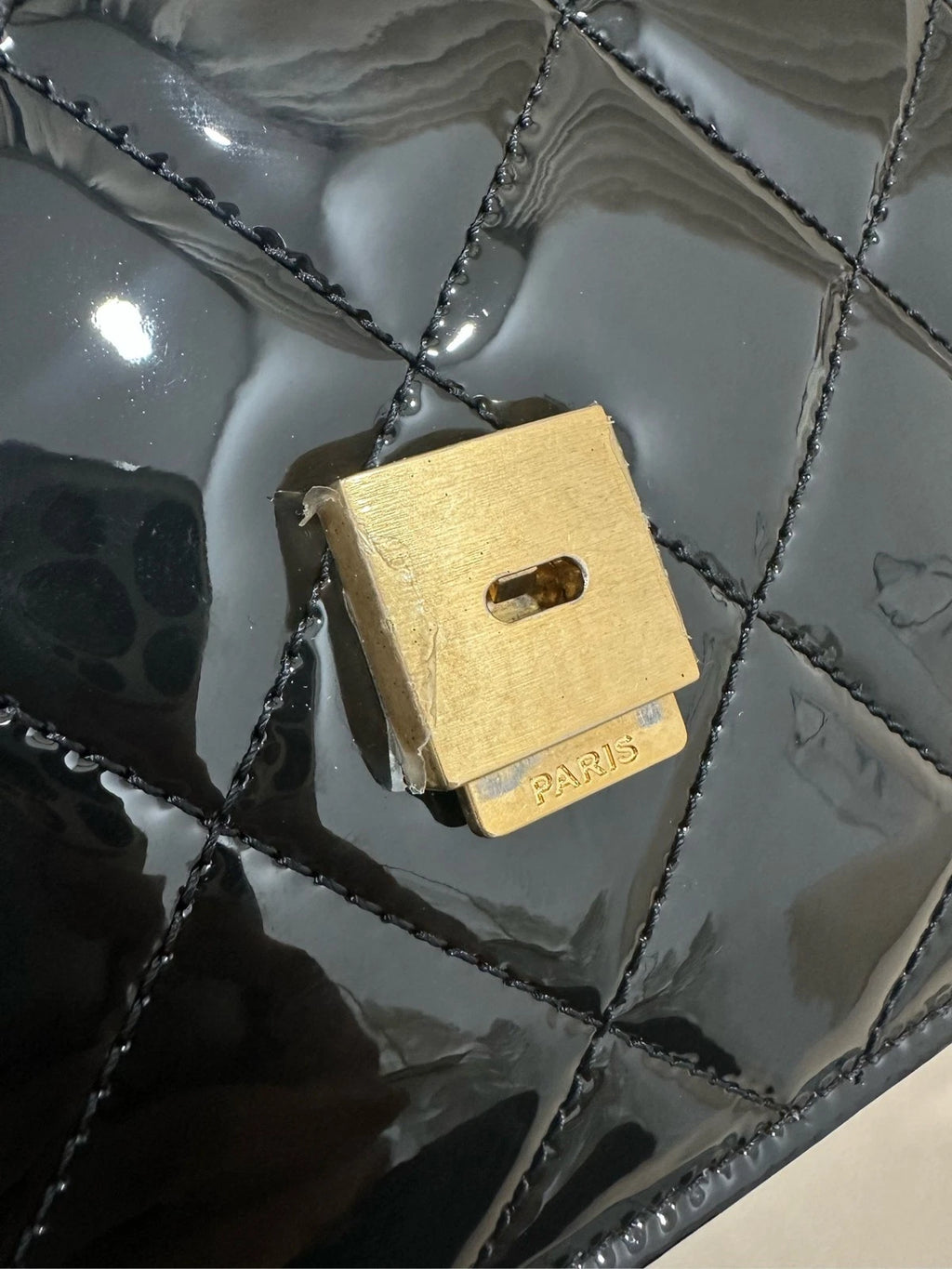 CHANEL Black Patent Leather Crossbody Bag For Women