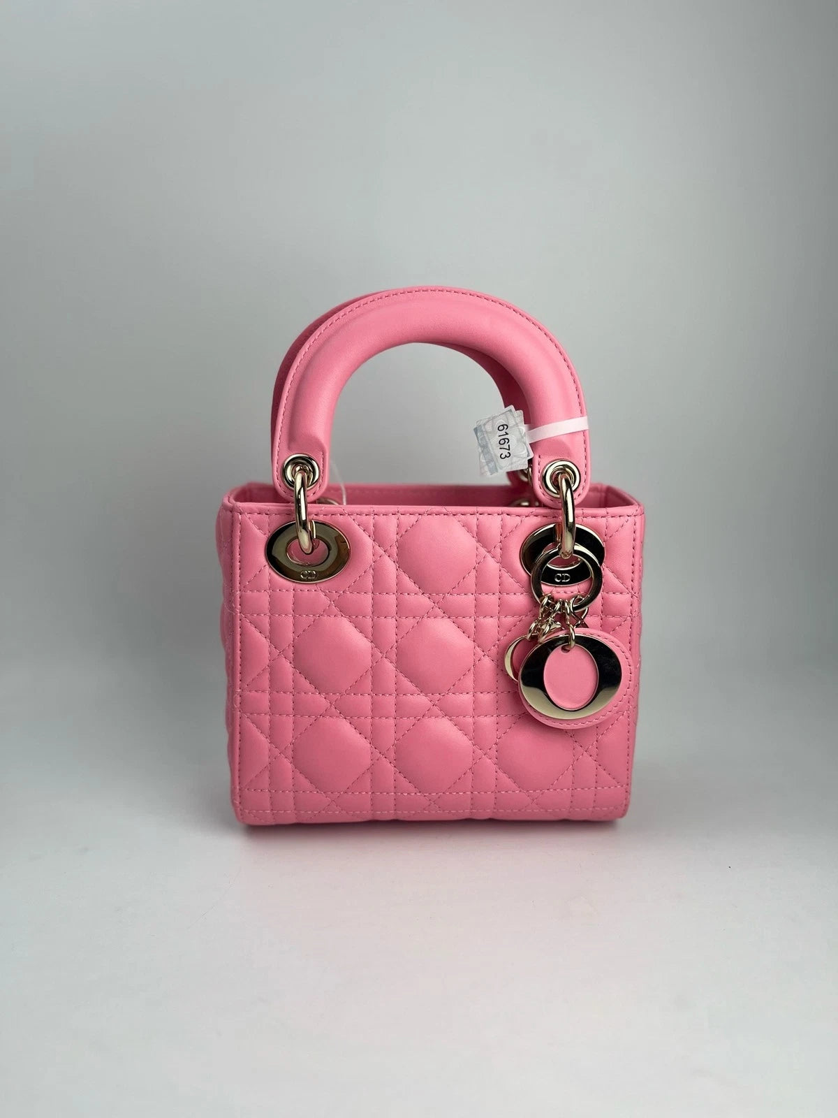 Dior Lady Dior Pink Handbag Top Handle Excellent