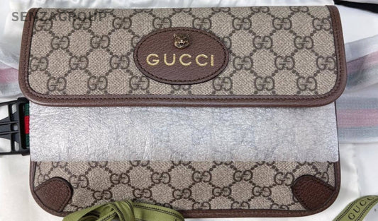 Gucci GG Supreme Waist Bag Shoulder Crossbody Bag Brown Brand New