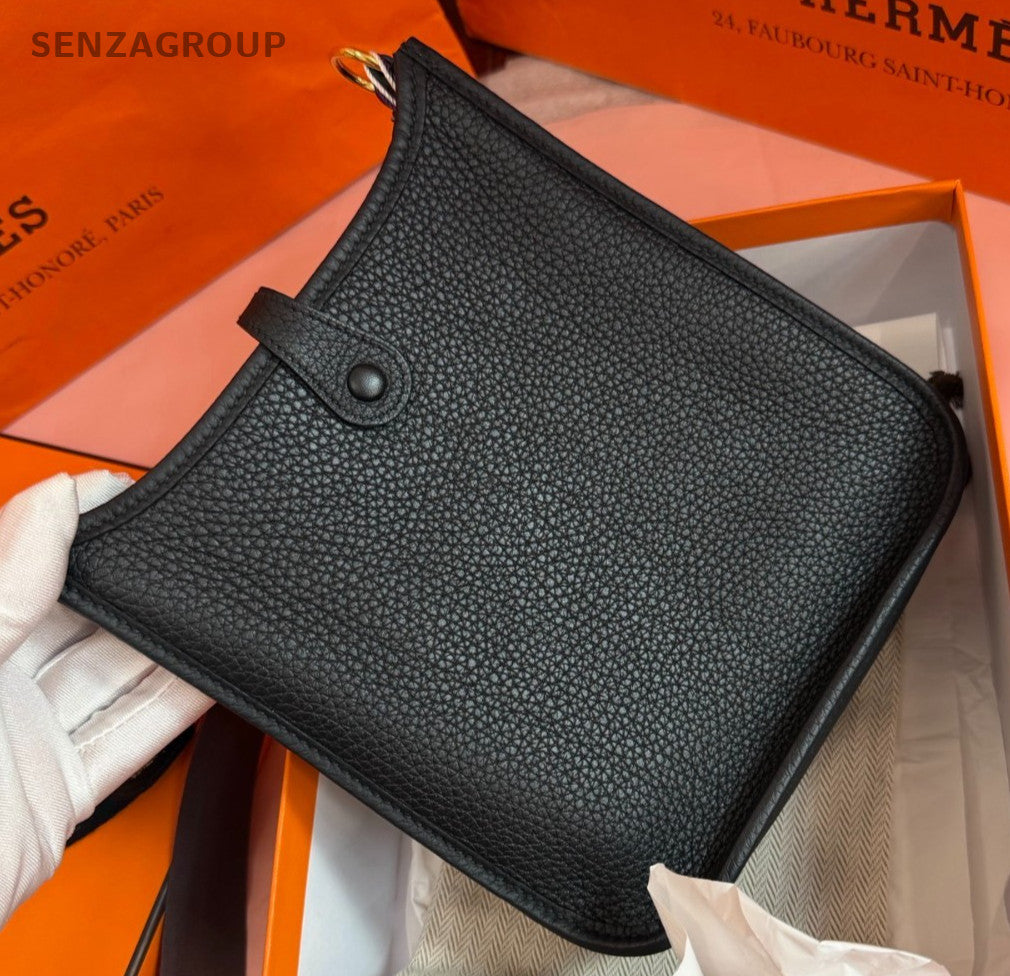 Hermes Evelyne Mini Shoulder Bag Crossbody Black Gold Women Classic