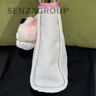 Chanel Small Pink Silver Hardware Tote Beach Bag Chain Shoulder Bag for Women