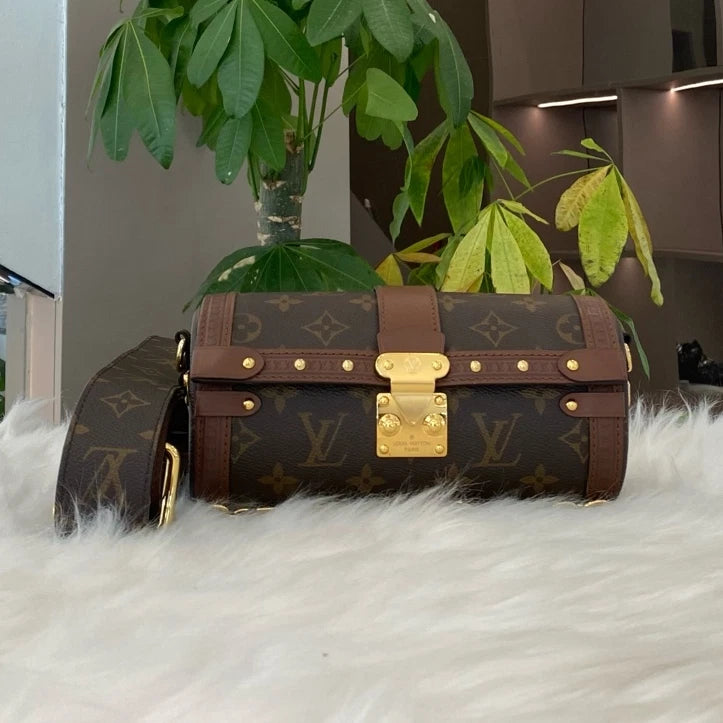 Louis Vuitton Papillon Monogram Brown Gold Buckle Crossbody Bag Women Classic