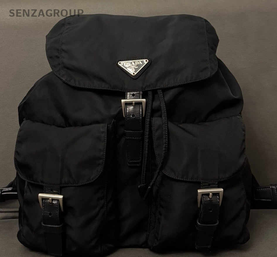 Prada GM Backpack Black Silver Unisex Adults Classic