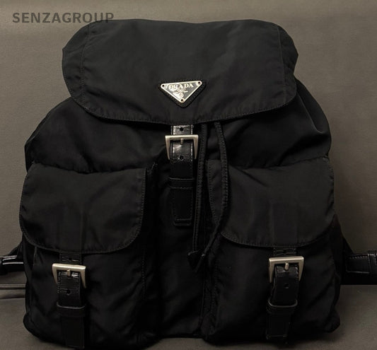 Prada GM Backpack Black Silver Unisex Adults Classic
