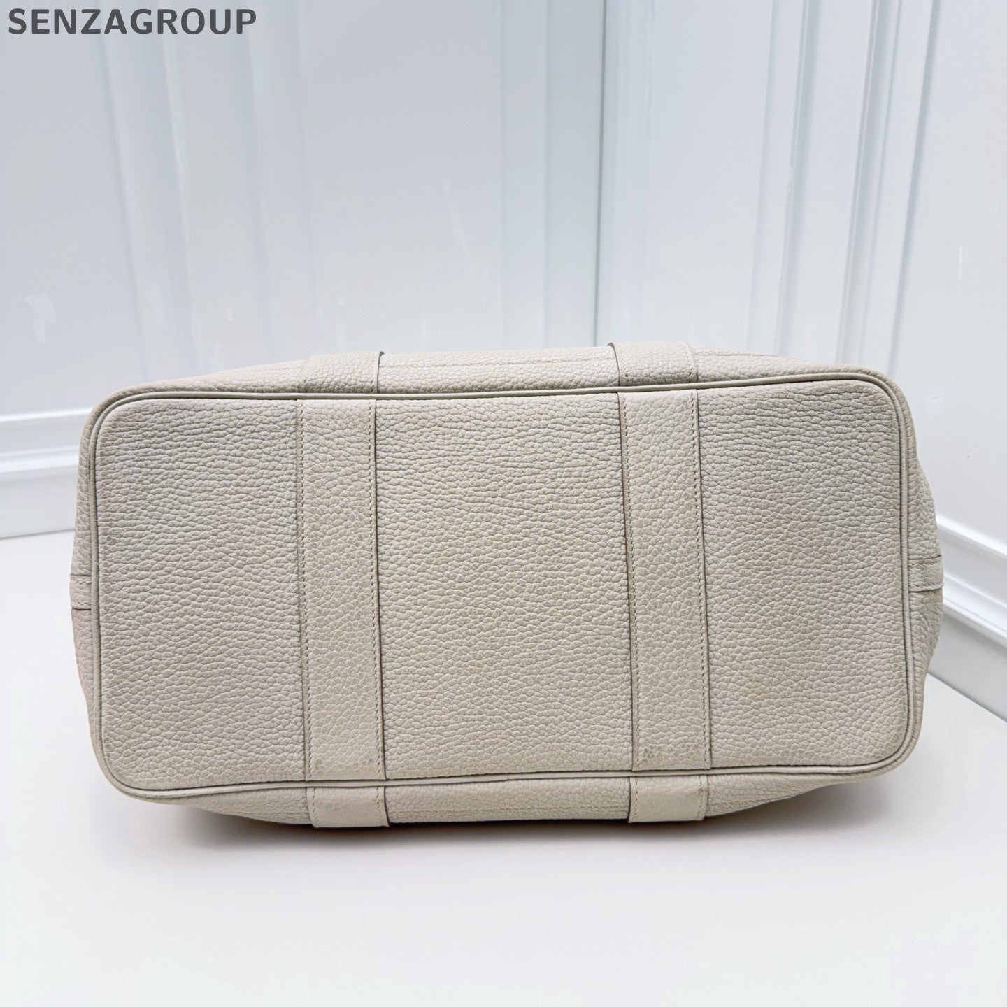 Hermes Garden Party Top Handle Bag White Silver Used Women Classic