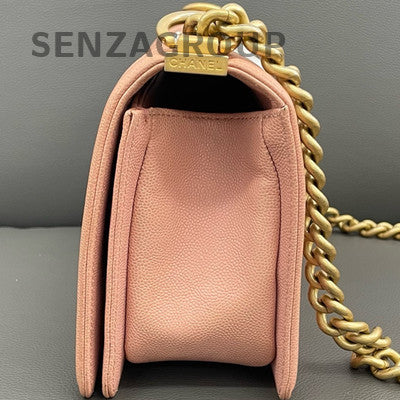 Chanel Le Boy Medium Pink Gold Hardware Calfskin Shoulder Chain Bag