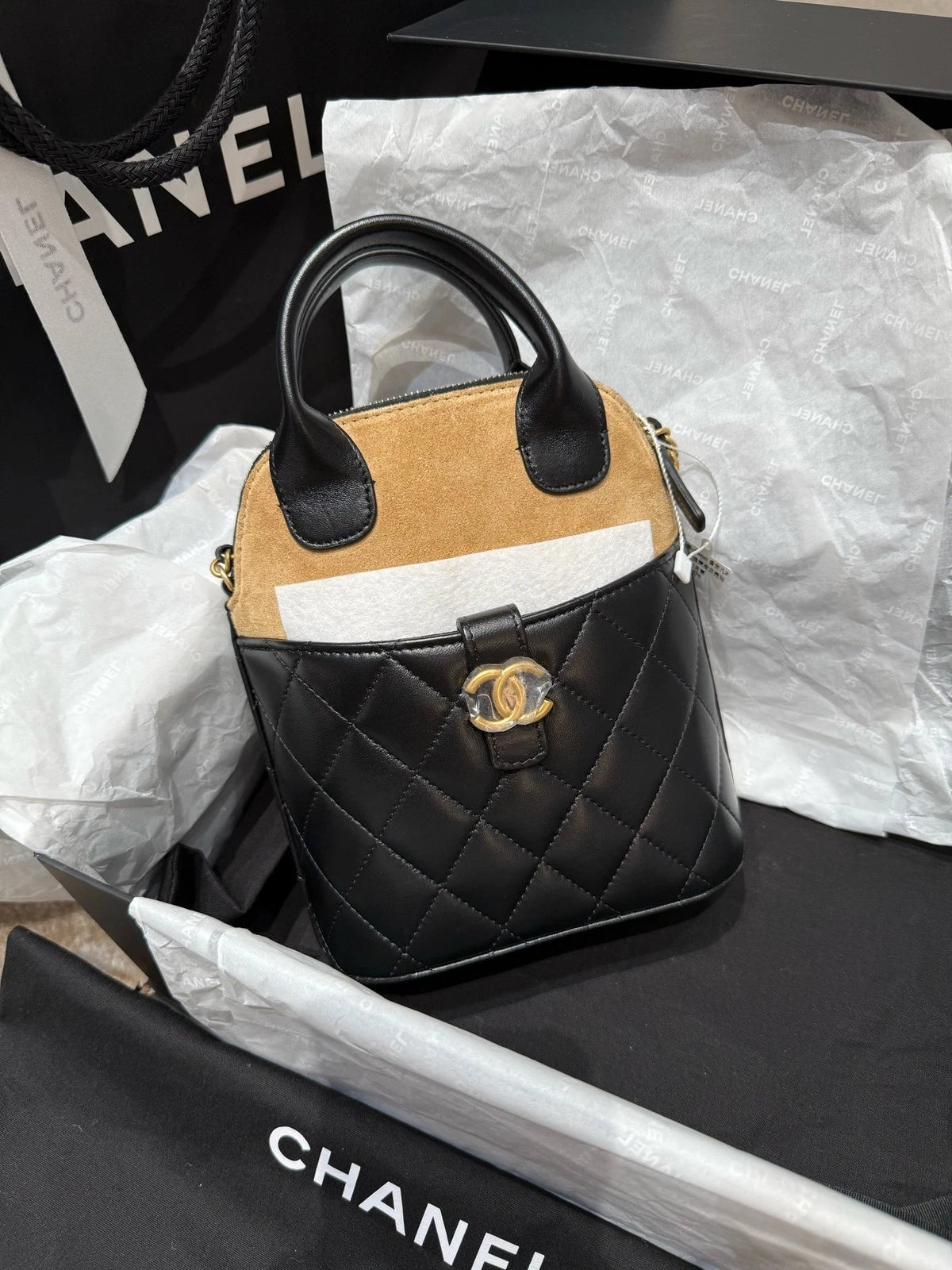 CHANEL Suede Shell Handbag For Women
