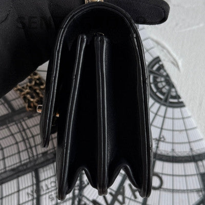 Chanel 24S Pearl Handle WOC Black Gold Chain Crossbody Bag Classic