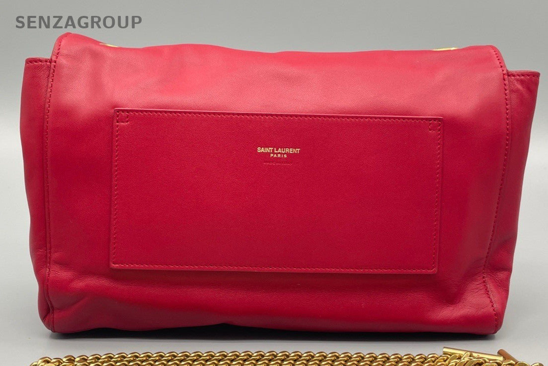Saint Laurent Kate MM Suede Chain Shoulder Bag Crossbody Red Gold Women Classic