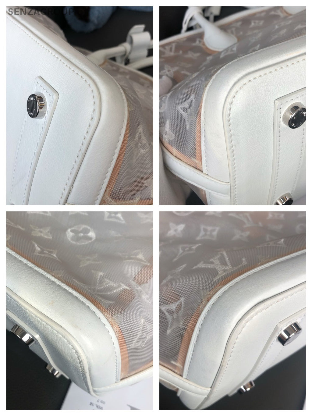 Louis Vuitton Lockit Lace and transparent Top Handle Handbag Women White