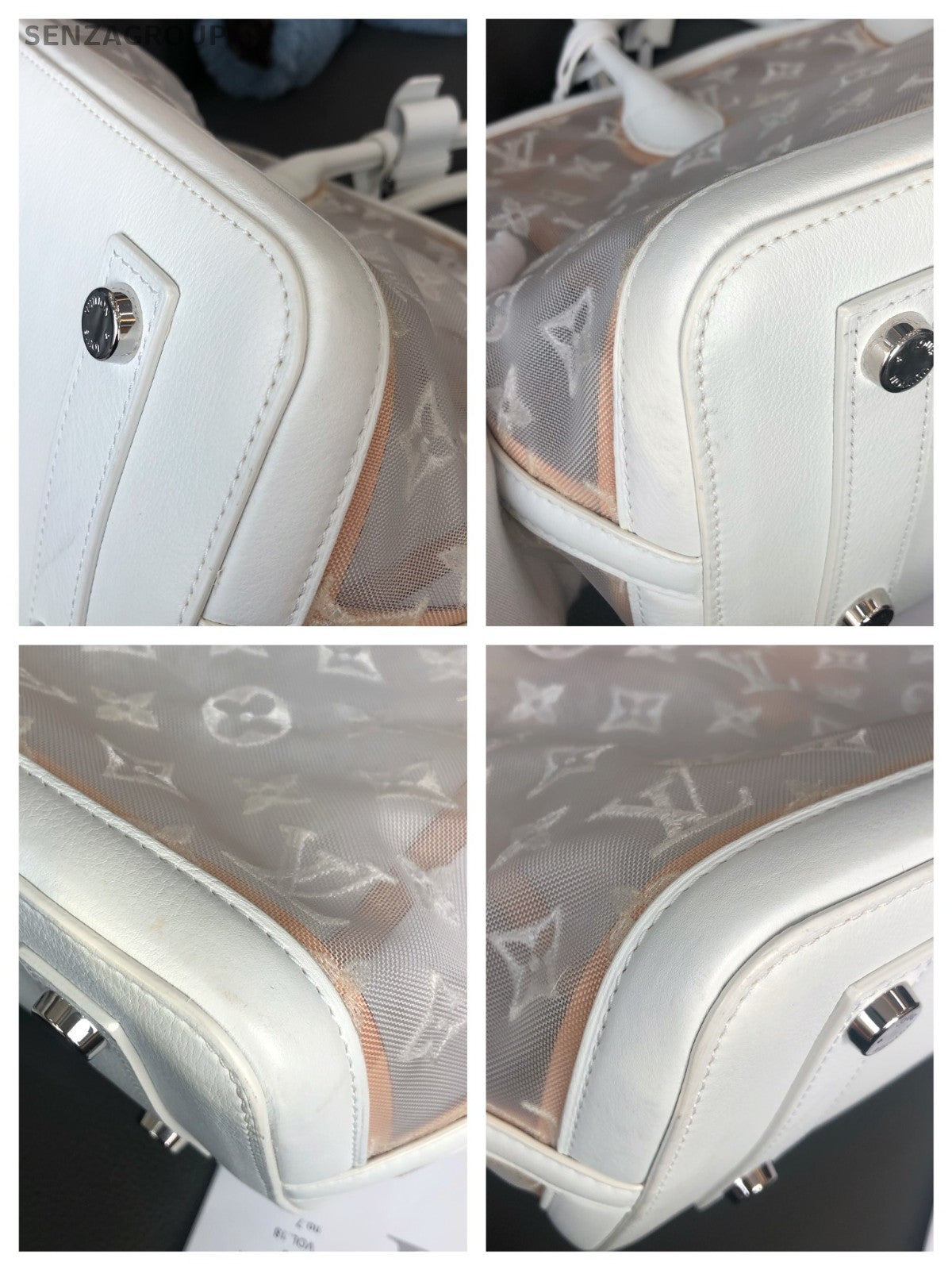 Louis Vuitton Lockit Lace and transparent Top Handle Handbag Women White